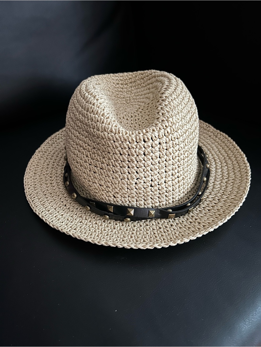 Wallaroo Natural Fibre Woven Panama Hat with Black Studded Band
